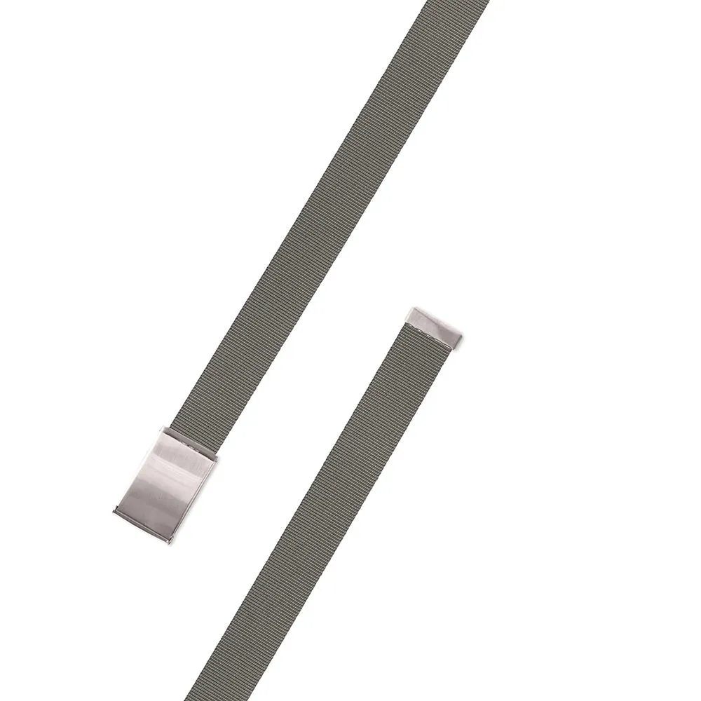 Textured Gray Belgian Surcingle Military Buckle Belt
