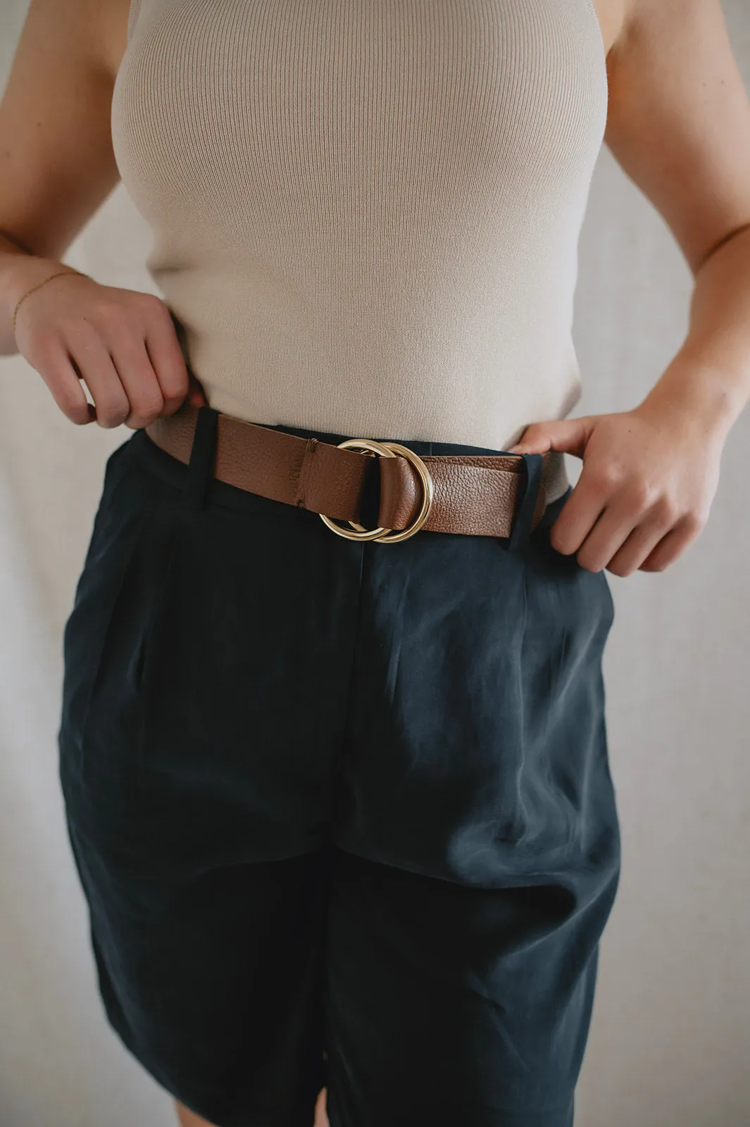 The Athalia Leather Belt by FRNCH - Chocolate