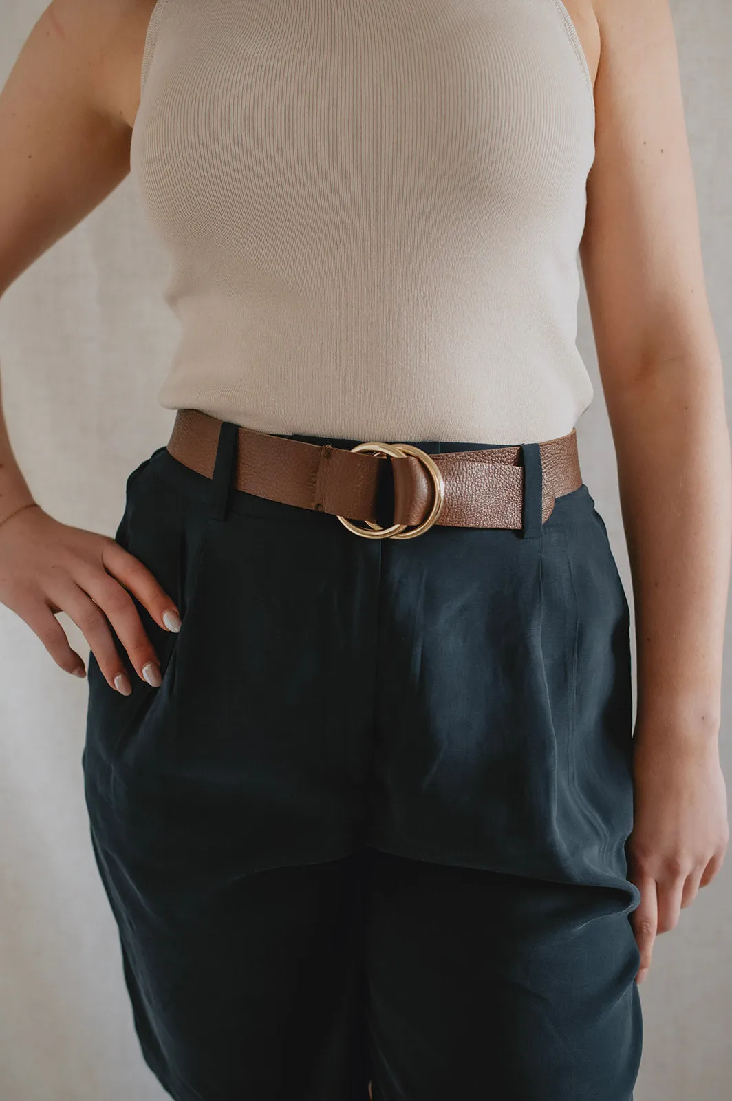 The Athalia Leather Belt by FRNCH - Chocolate