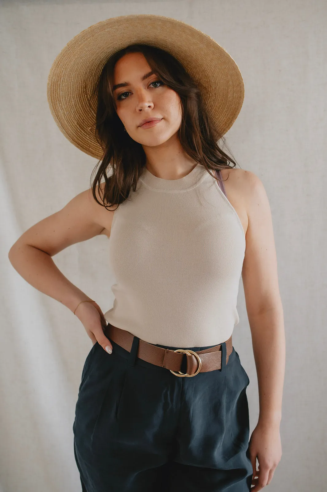 The Athalia Leather Belt by FRNCH - Chocolate