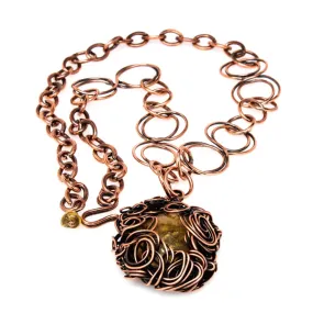 The Golden Amber Lady Copper Pendant Necklace