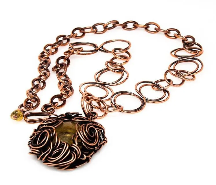 The Golden Amber Lady Copper Pendant Necklace