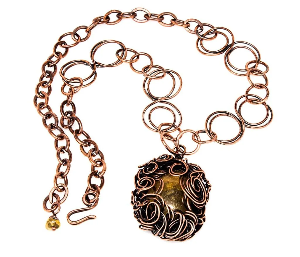 The Golden Amber Lady Copper Pendant Necklace