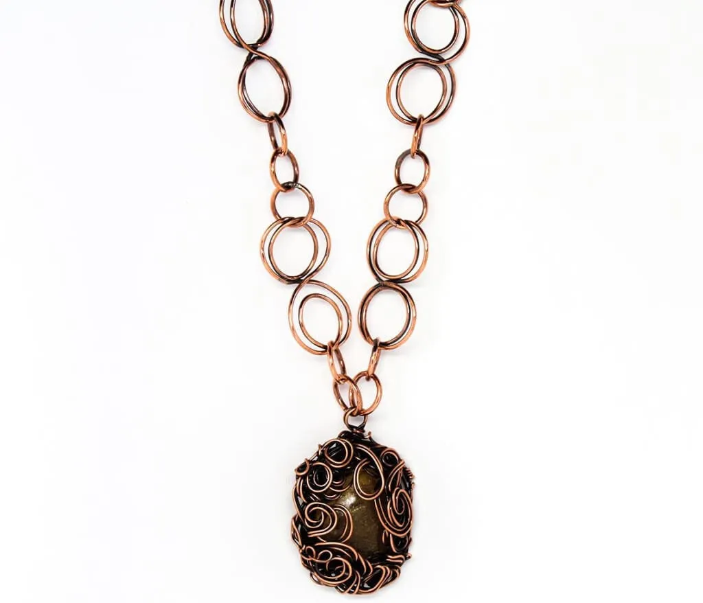 The Golden Amber Lady Copper Pendant Necklace