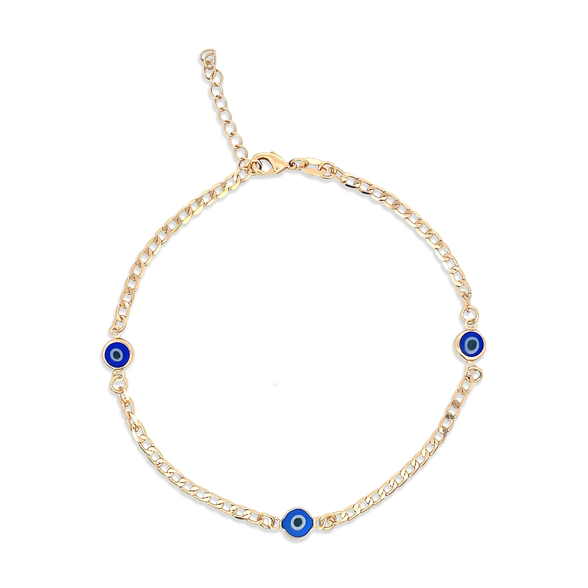 THE NAVY EVIL EYE CURB ANKLET