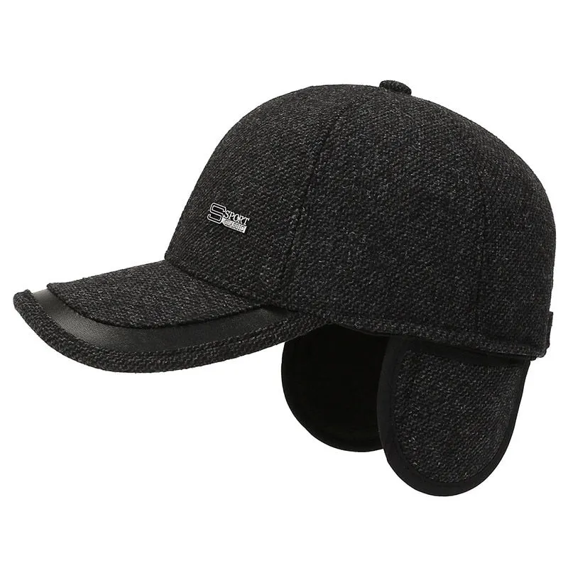 Thicken Warm Winter Baseball Cap Male Earflaps Outdoor Trucker Bone Snapback Hat for Men Velvet Gorras Hombre
