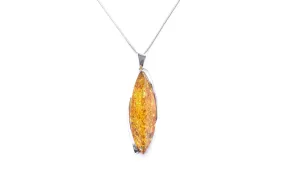 Thin Amber Pendant with Flakes