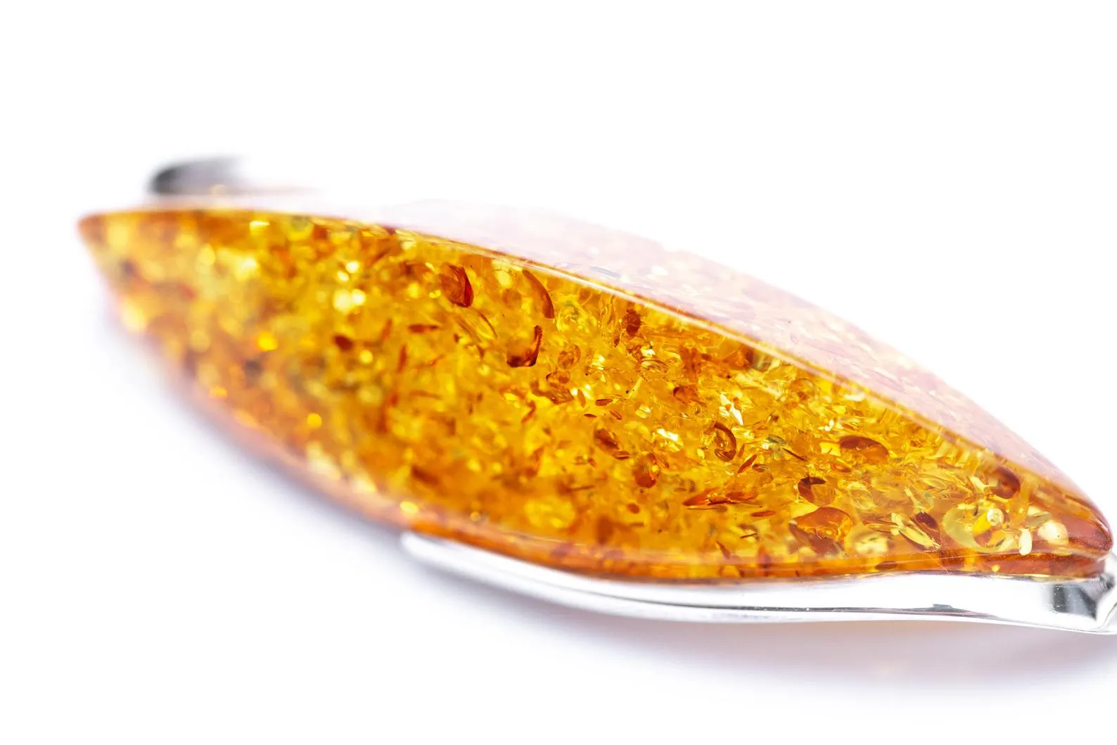 Thin Amber Pendant with Flakes
