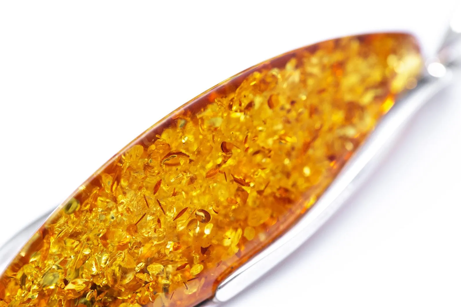 Thin Amber Pendant with Flakes