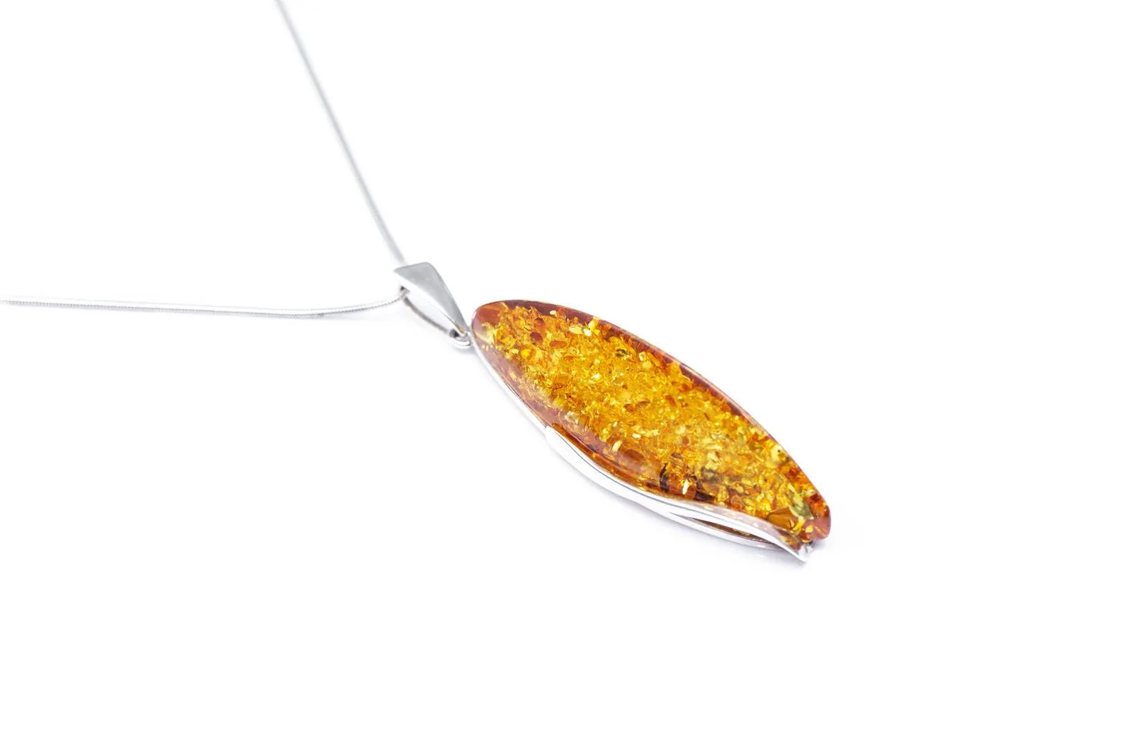 Thin Amber Pendant with Flakes