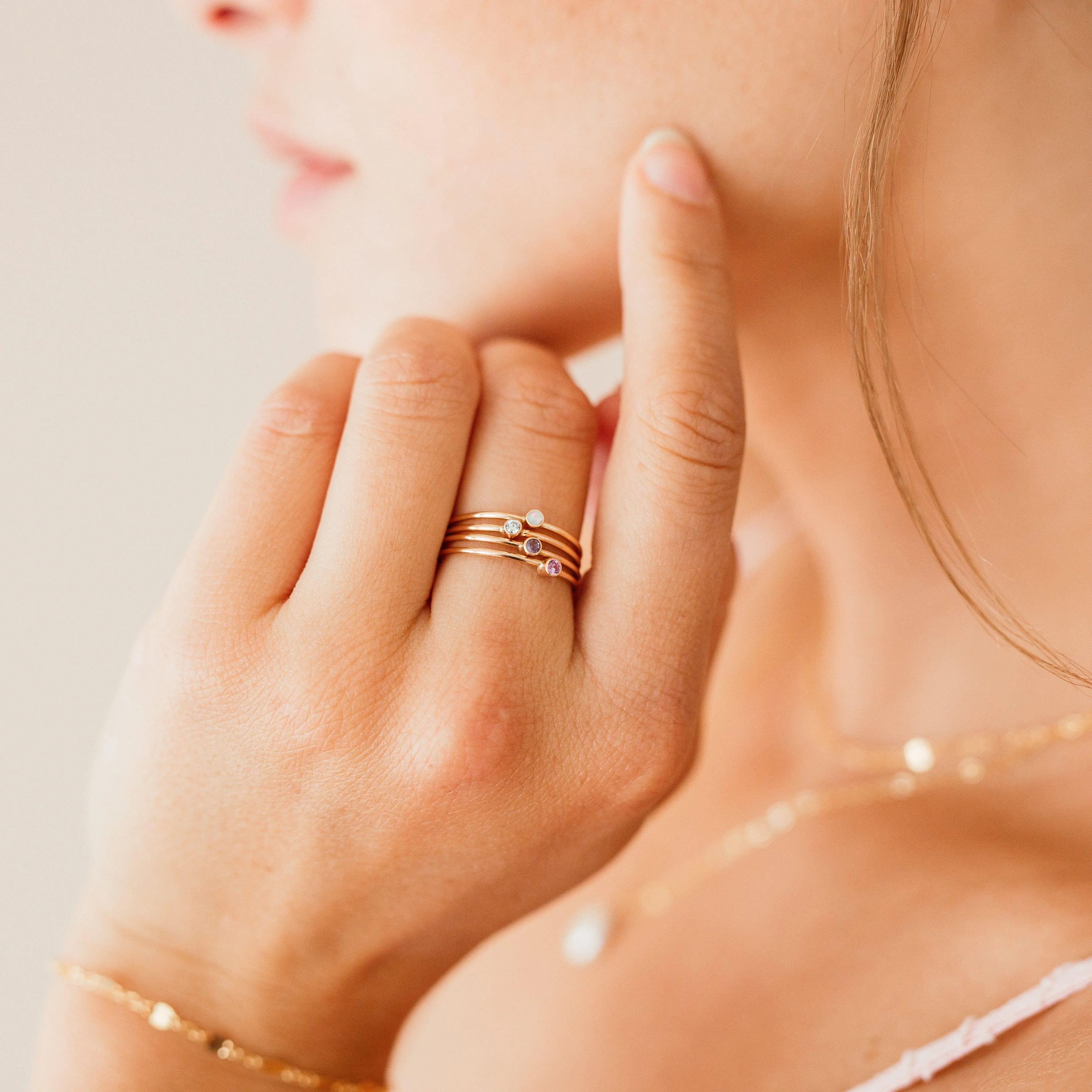 Tiny March Birthstone Ring ∙ Aquamarine