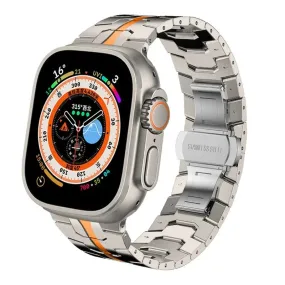Titanium Metal Watch Band Strap Compatible with Apple Watch Ultra 2 Band 49mm 45mm 44mm 42mm - Titanium Orange