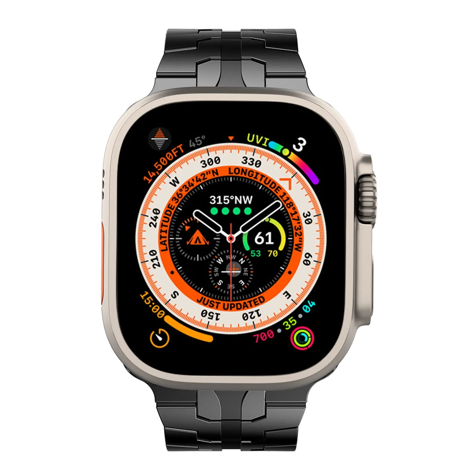 Titanium Metal Watch Band Strap Compatible with Apple Watch Ultra 2 Band 49mm 45mm 44mm 42mm - Titanium Orange