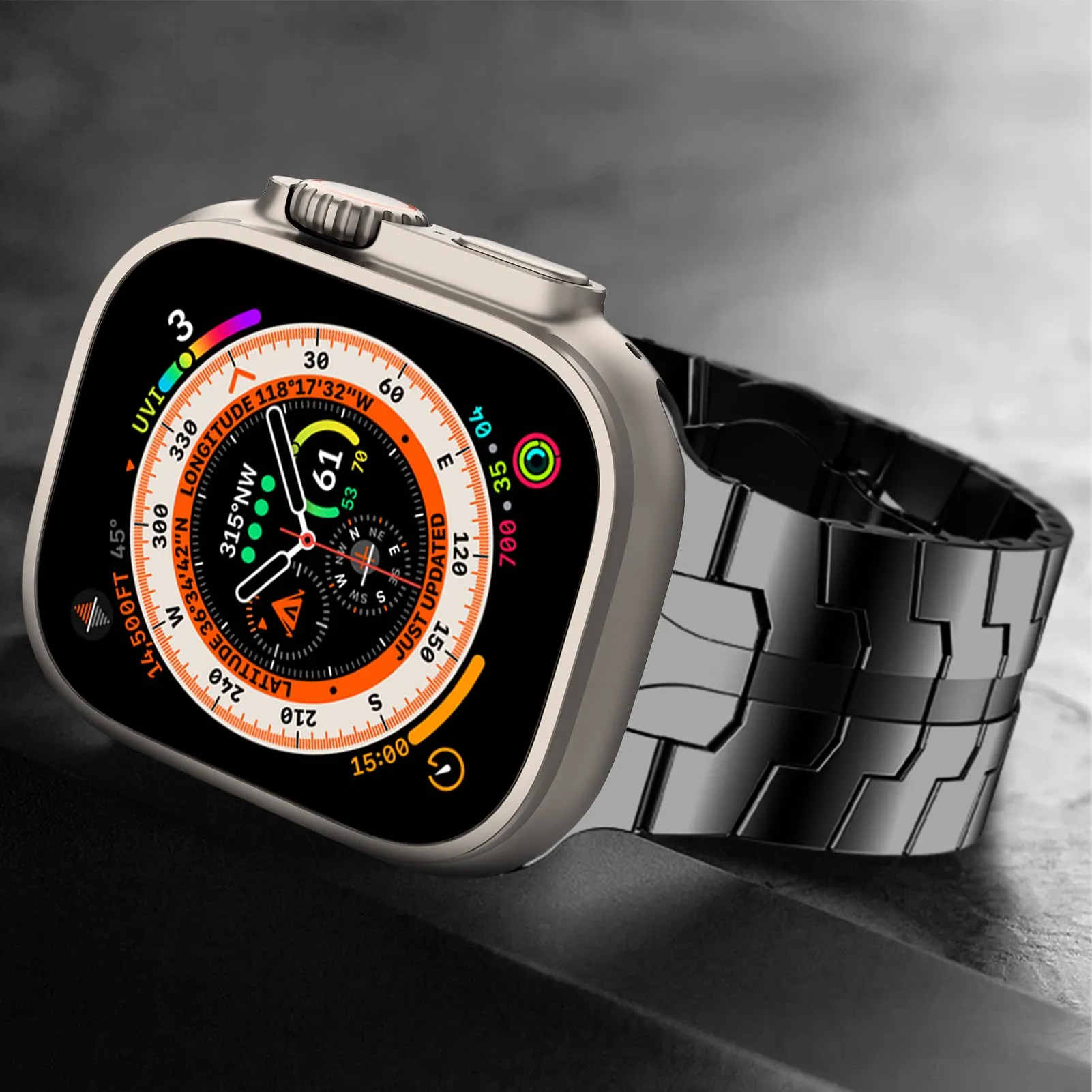 Titanium Metal Watch Band Strap Compatible with Apple Watch Ultra 2 Band 49mm 45mm 44mm 42mm - Titanium Orange