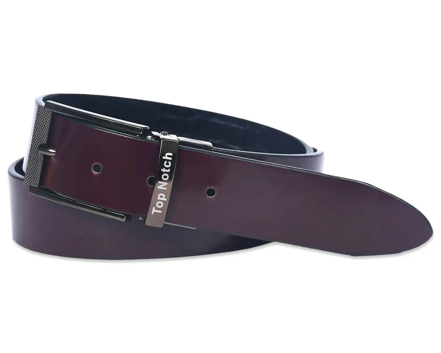 Top Notch Leather Belt for Men Colour - Black Croco / Maroon Reversible Italian Belt (SKU TP0012)
