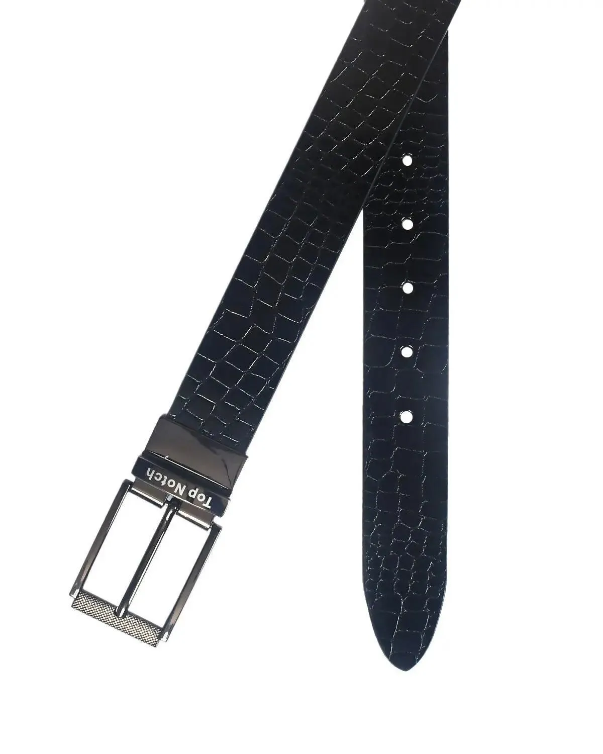 Top Notch Leather Belt for Men Colour - Black Croco / Maroon Reversible Italian Belt (SKU TP0012)