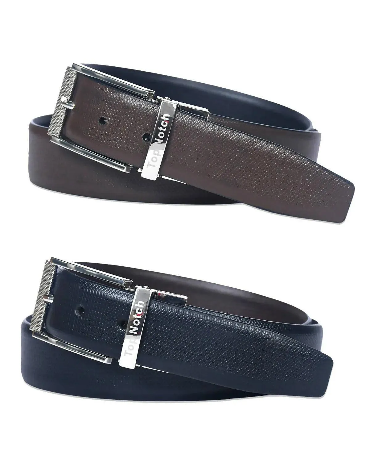 Top Notch Leather Belt for Men Colour - Black / Dark Brown Reversible Italian Belt (SKU TP0019)