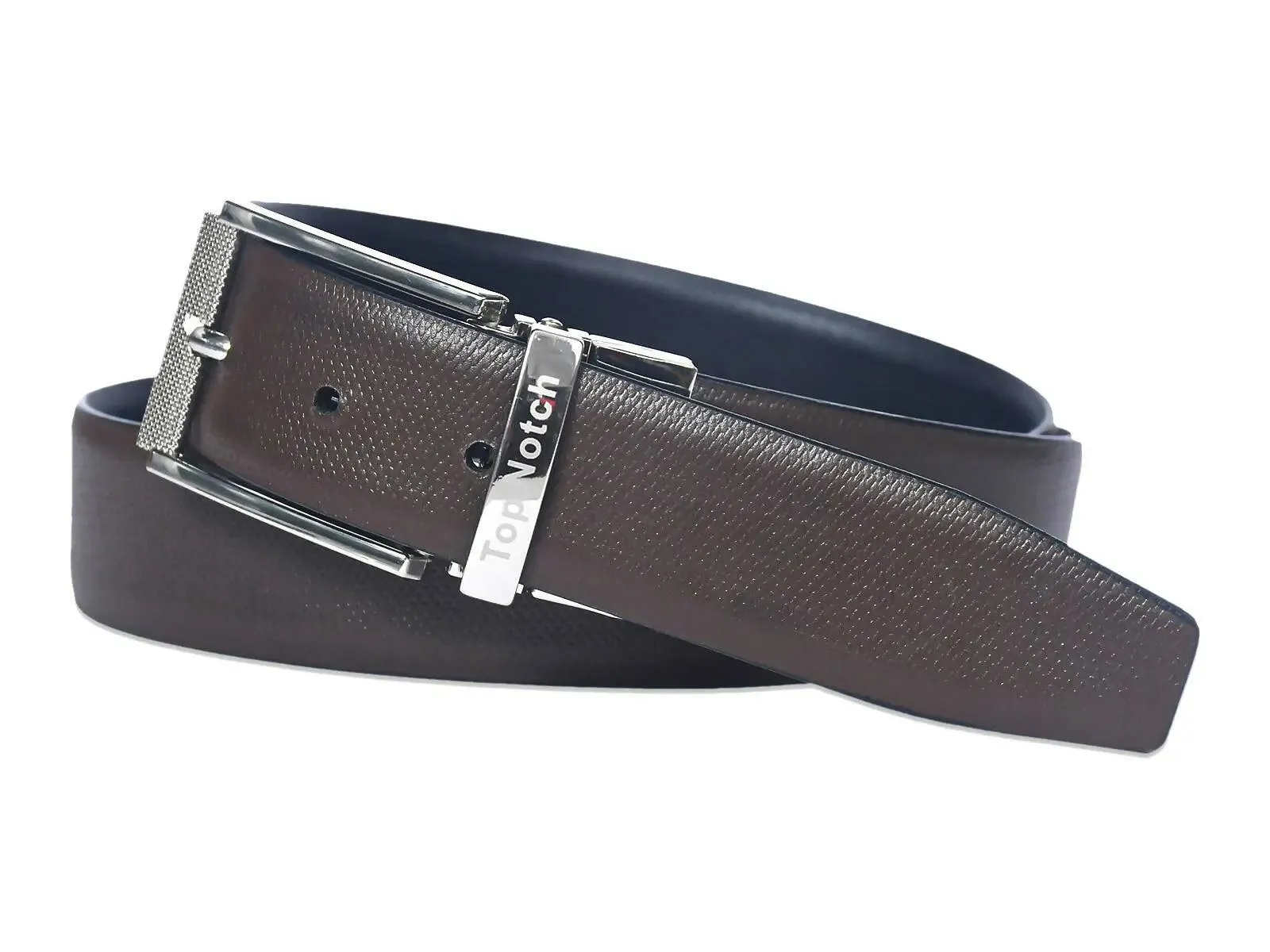 Top Notch Leather Belt for Men Colour - Black / Dark Brown Reversible Italian Belt (SKU TP0019)