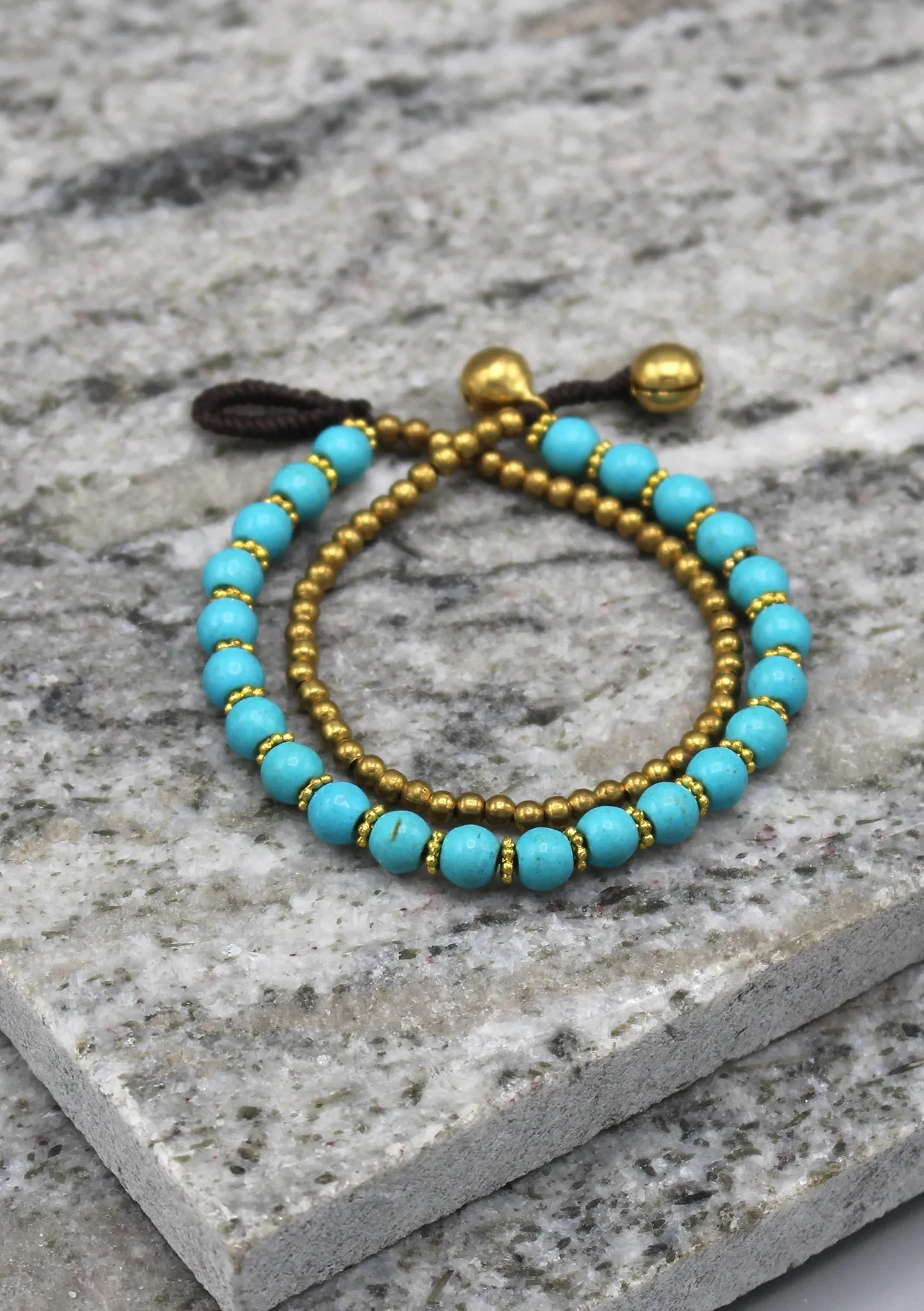 Trendy Glass Beads and Brass Bell Anklet