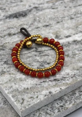 Trendy Glass Beads and Brass Bell Anklet