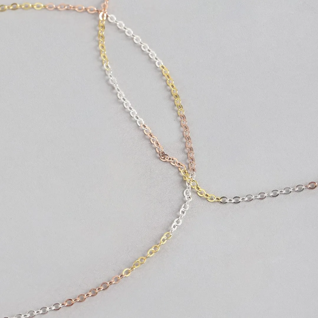 Trendy Triple Tone 925 Sterling Silver Cable Chain Anklet