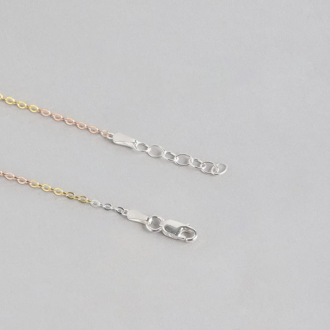 Trendy Triple Tone 925 Sterling Silver Cable Chain Anklet
