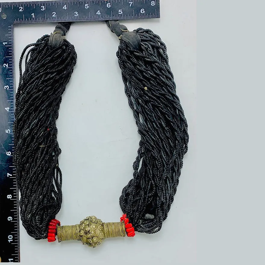 Tribal Black Beaded Layered Necklace