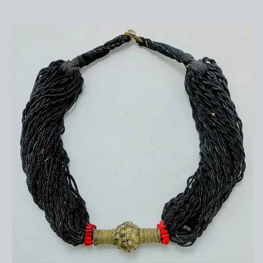 Tribal Black Beaded Layered Necklace