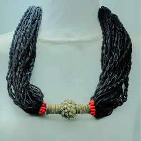 Tribal Black Beaded Layered Necklace