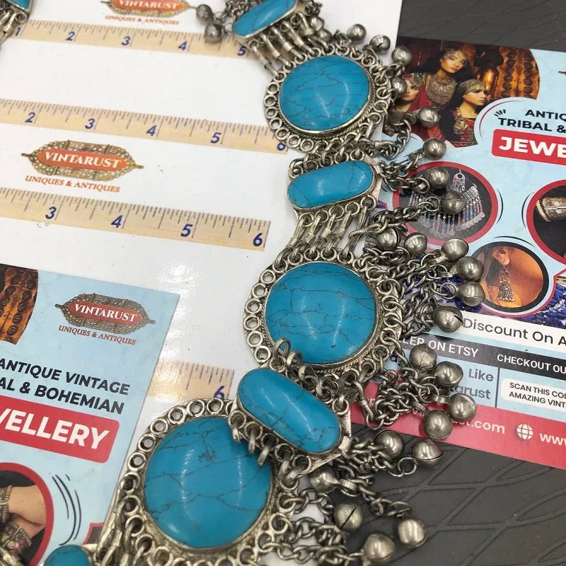 Turquoise Stone Belt, Afghan Tribal Belly Dance Belt