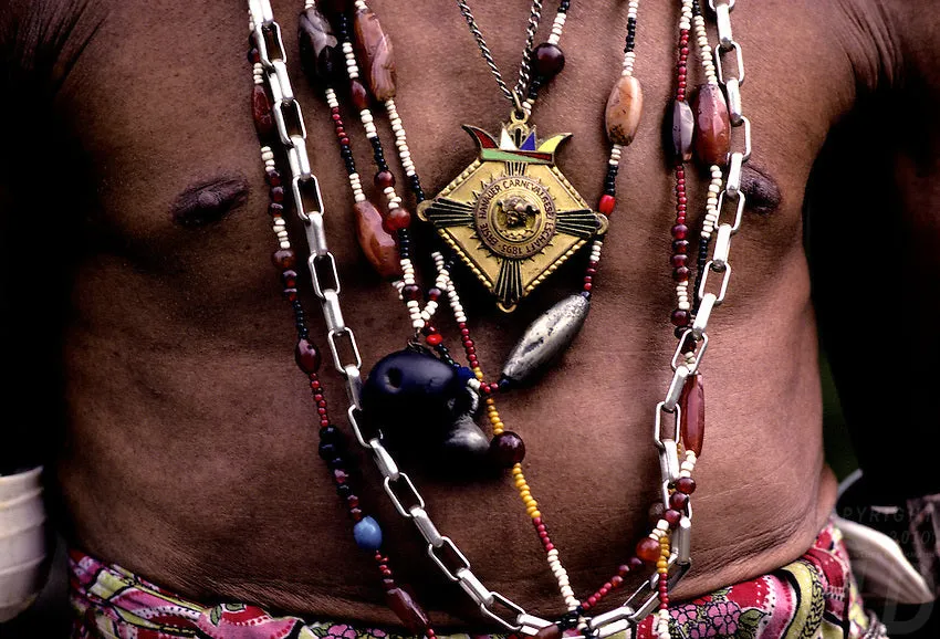 Unique Earthtones Hand crafted Ethnic Glass Trade Beads Necklace with Buffalo Bone Hand Carved Pendant of Protective Ancestor for Good Luck, Borneo Kalimantan, Indonesia NECK32   1 Flapper Coconut necklace.
