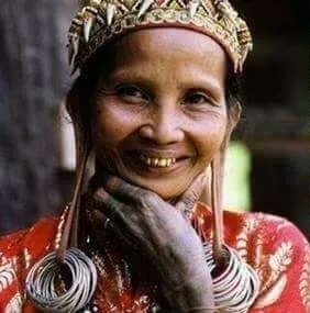 Unique Earthtones Hand crafted Ethnic Glass Trade Beads Necklace with Buffalo Bone Hand Carved Pendant of Protective Ancestor for Good Luck, Borneo Kalimantan, Indonesia NECK32   1 Flapper Coconut necklace.