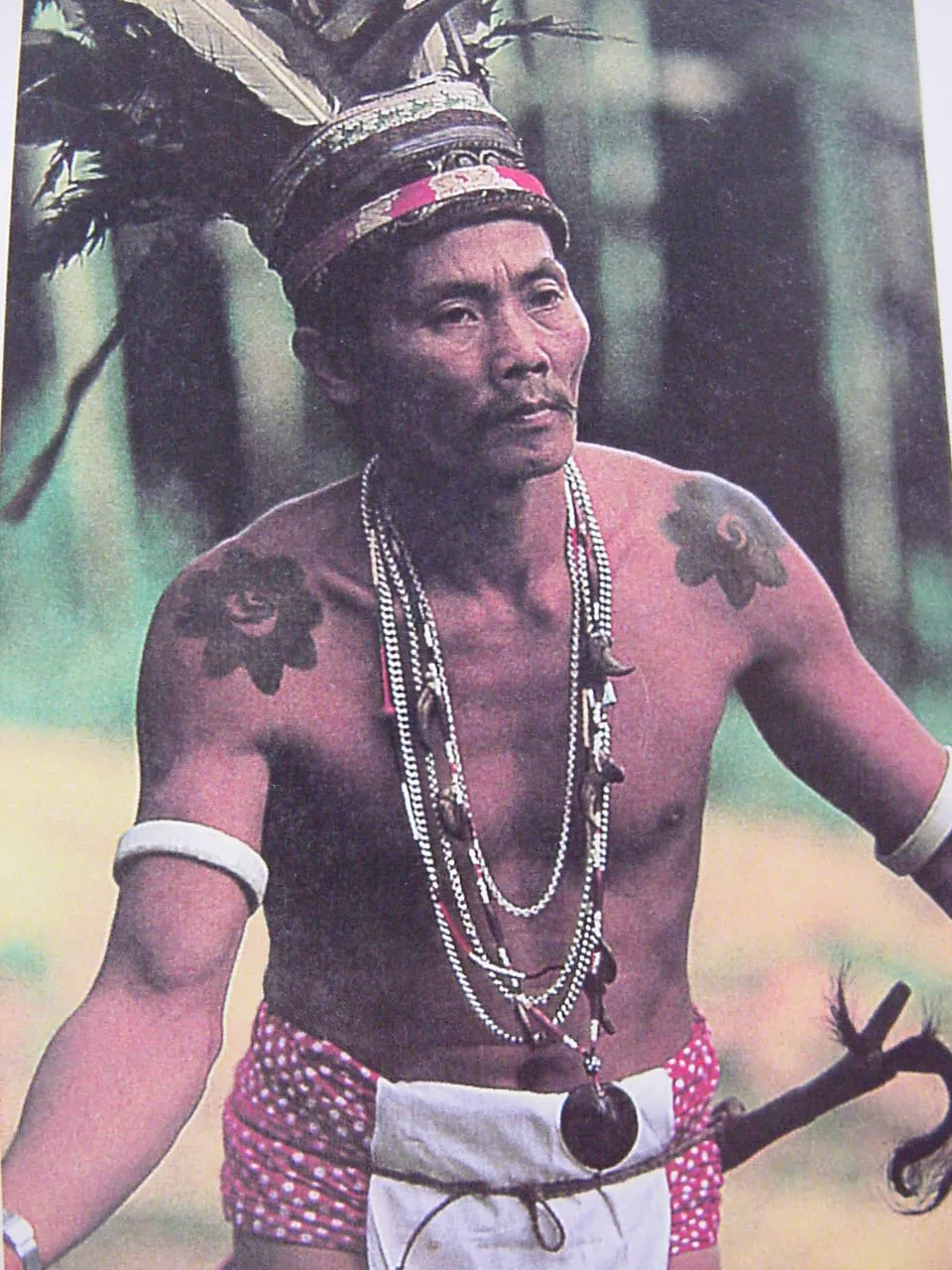Unique Earthtones Hand crafted Ethnic Glass Trade Beads Necklace with Buffalo Bone Hand Carved Pendant of Protective Ancestor for Good Luck, Borneo Kalimantan, Indonesia NECK32   1 Flapper Coconut necklace.