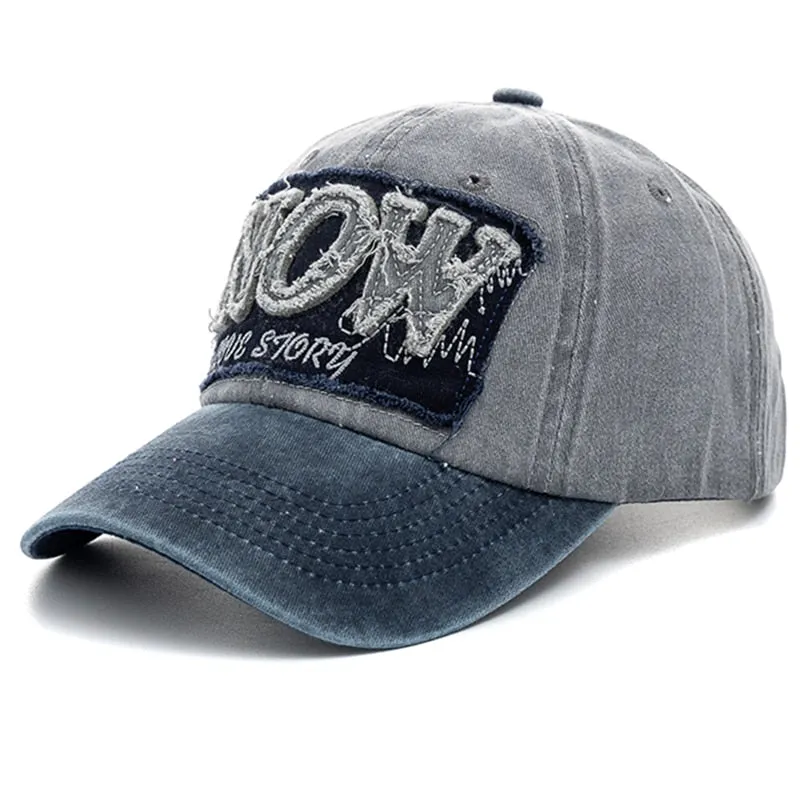 Unisex Washed Cotton Cap NOW Letter Vintage Baseball Cap Men Women Adjustable Casual Outdoor Streetwear Sports Hat