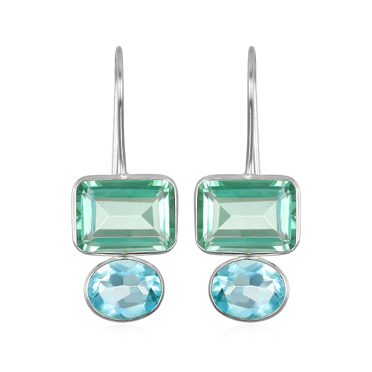 Valencia Earring-Aquamarine & Sky Blue Silver