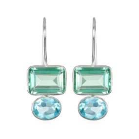 Valencia Earring-Aquamarine & Sky Blue Silver