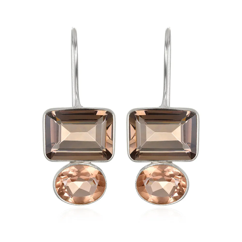 Valencia Earring-Smoky & Champagne Silver