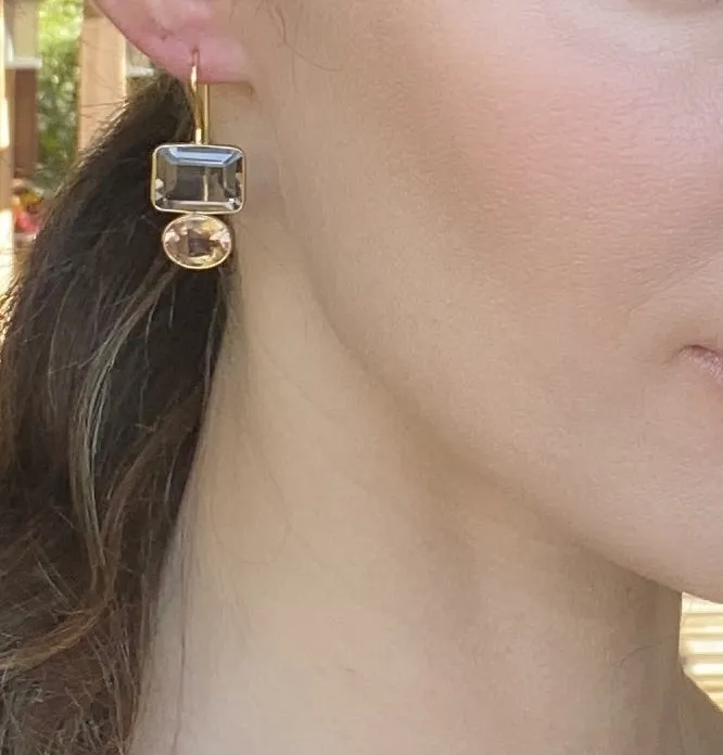 Valencia Earring-Smoky & Champagne Silver