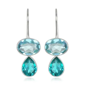 Valencia Teardrop Earring- Sky Blue & Teal Silver