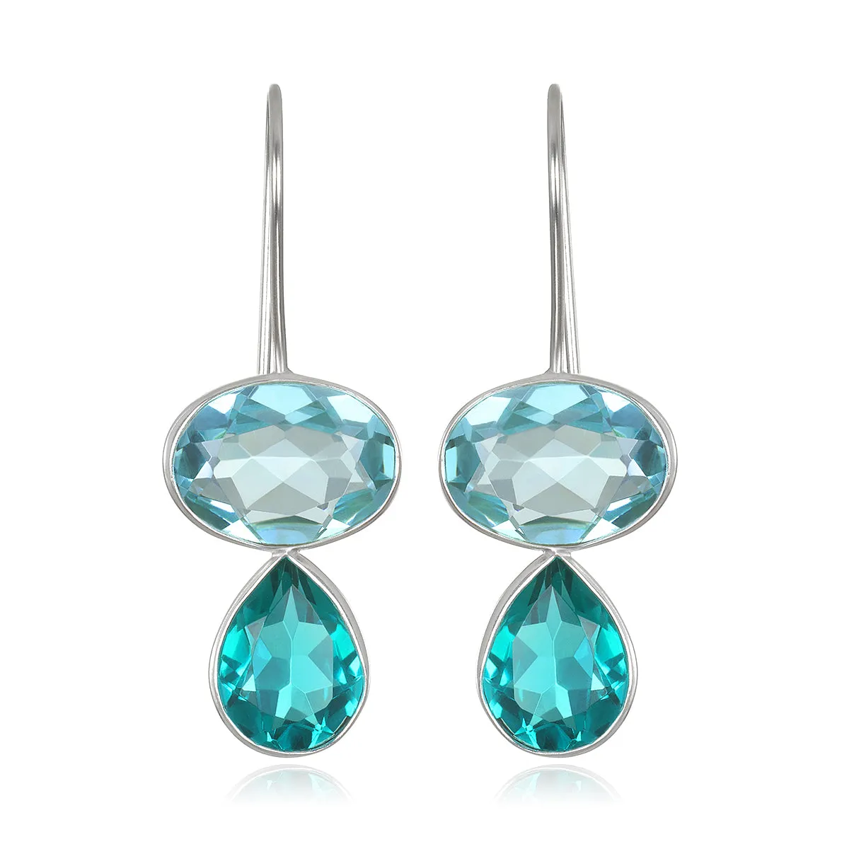 Valencia Teardrop Earring- Sky Blue & Teal Silver