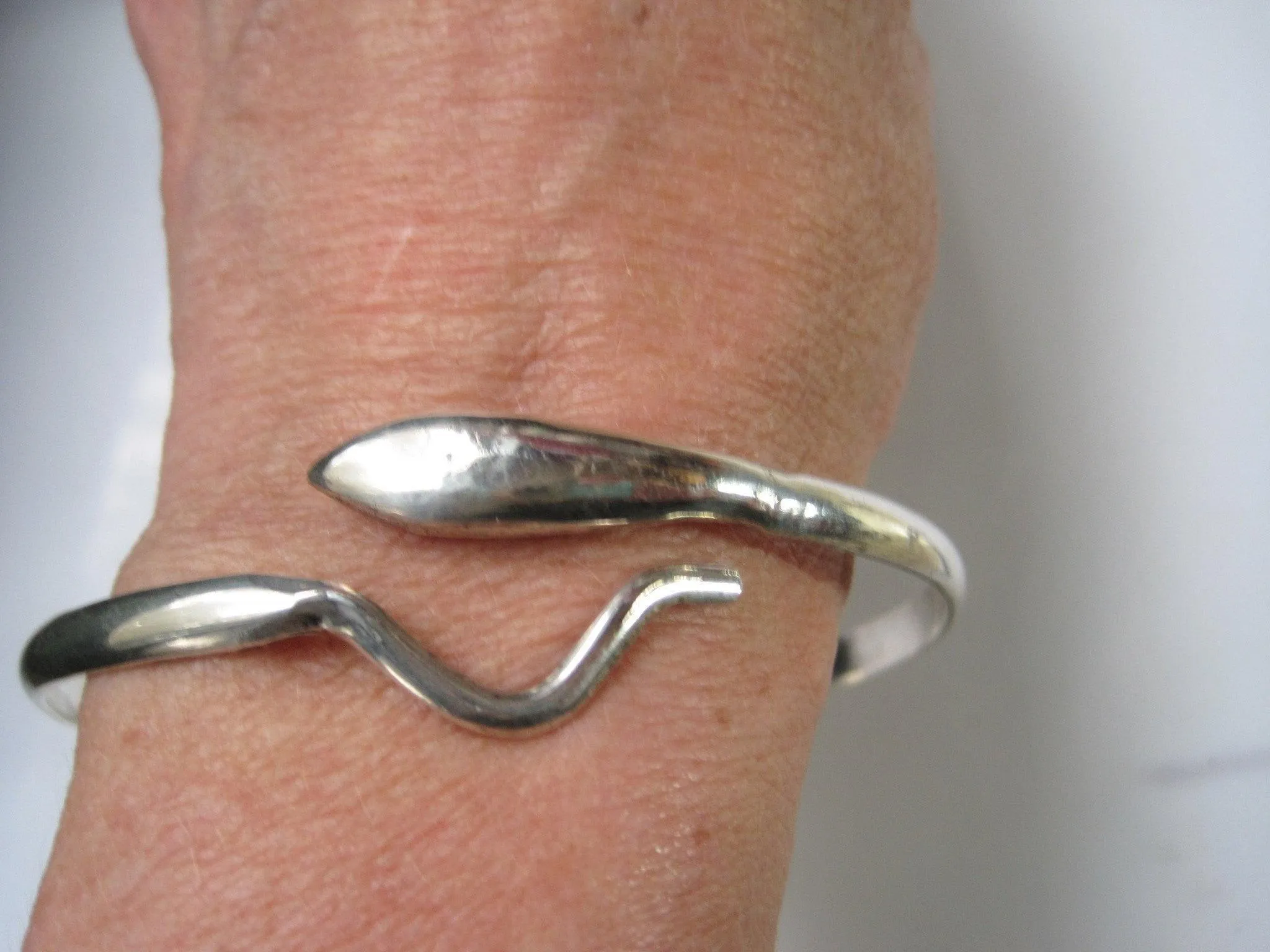 Vintage Egyptian Silver Snake Upper Arm Bracelet or Bangle