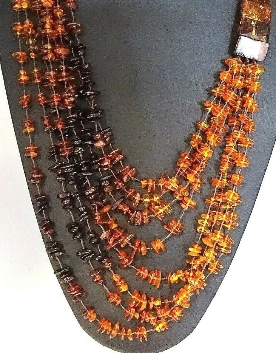 Vintage Multi-Strand of Natural Authentic Baltic Amber Necklace