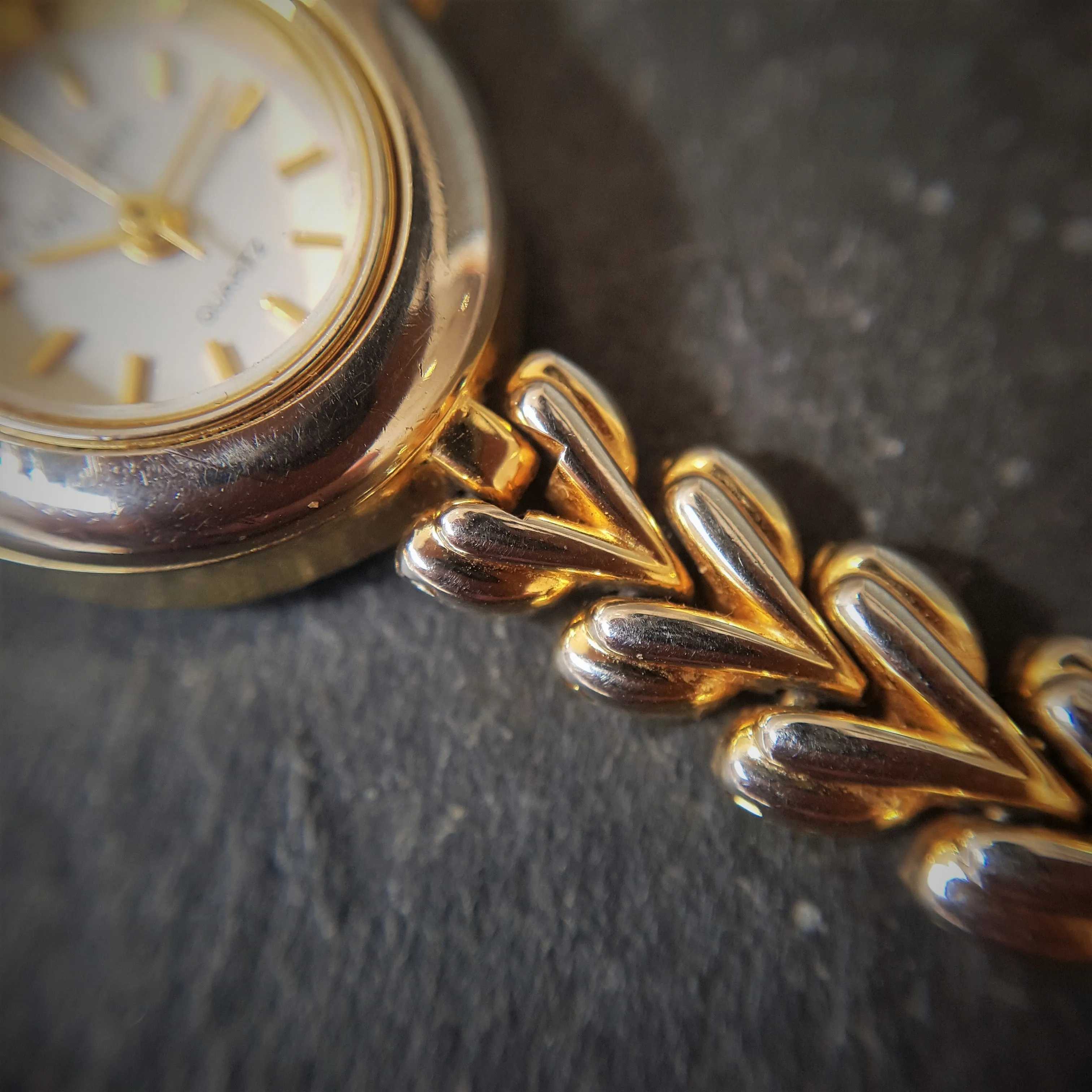 Vintage Women's Oleg Cassini Chrome And Gold Plated Quartz Watch
