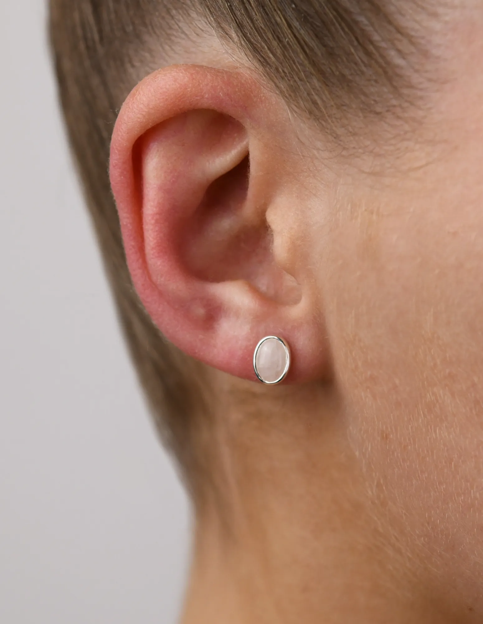 Von Treskow Oval Rose Quartz Studs