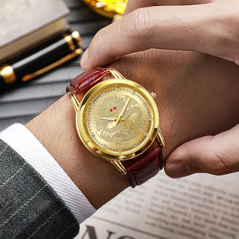 Watch Dragon-Shaped Belt Quartz Watch Waterproof Watch Commander Watch Golden Dragon