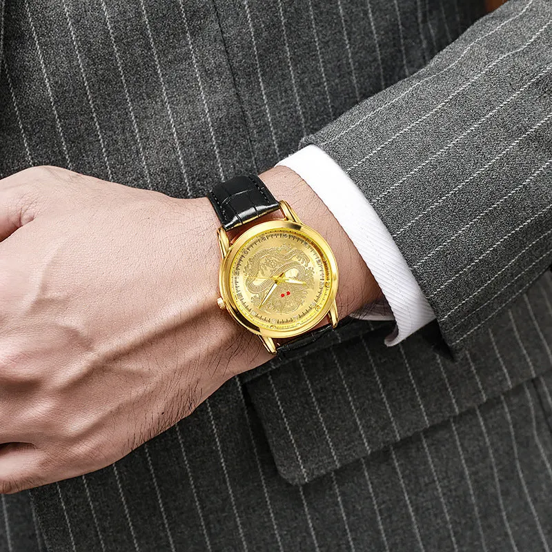Watch Dragon-Shaped Belt Quartz Watch Waterproof Watch Commander Watch Golden Dragon