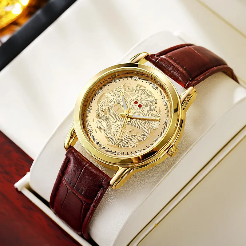 Watch Dragon-Shaped Belt Quartz Watch Waterproof Watch Commander Watch Golden Dragon