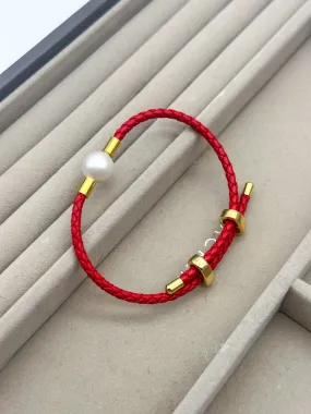 White Edison Freshwater Pearl Leather Bracelet