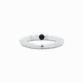 White Moonstone & Lava Beaded Bracelet