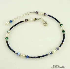 Winter Tanzanite Sapphire Beaded Anklet